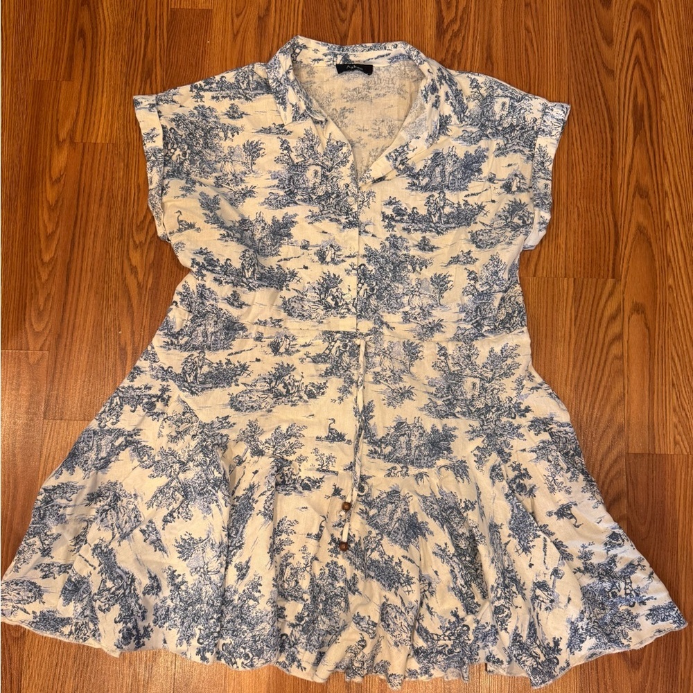 Blue and White Floral Dress